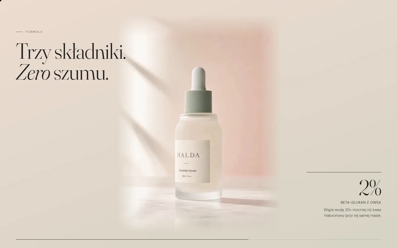 Halda: sekcja z trzema składnikami formuły na szerokim ekranie